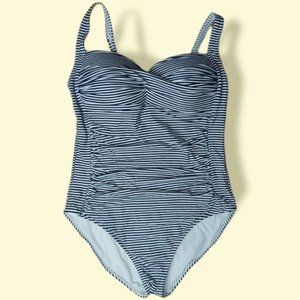 Bond-Eye Australia Striped Blue White One Piece Swimsuit Size 12